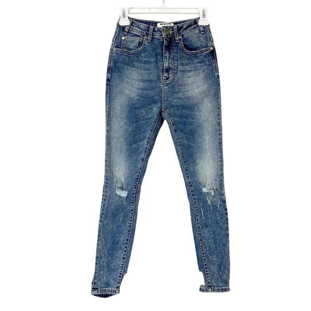 One Teaspoon Super High Waist Freebirds Jeans‎ Womens Size 25 Stretch Fitted Leg